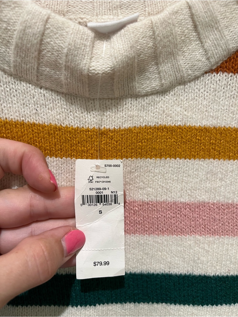NWT GAP Soft Knit White Multicolor Stripe Ribbed Sweater Size Small - Picture 11 of 12